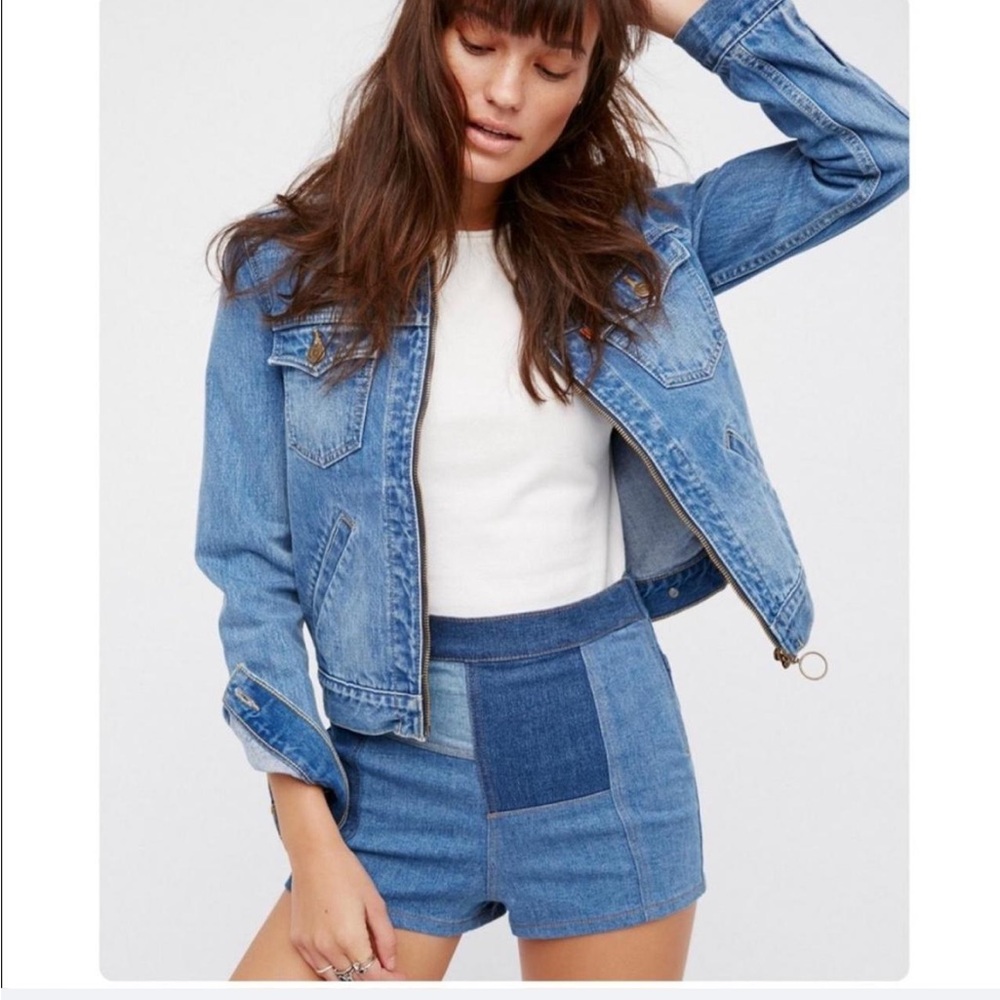 Vintage Free People denim patchwork 'high and tight' shorts - Picture 6 of 6